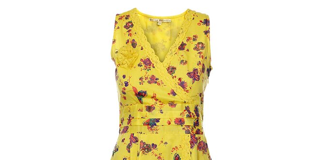Dámské žluté květinové šaty Uttam Boutique s motýly