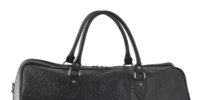 Dámská černá cestovní taška s motivem pštrosí kůže Tina Panicucci