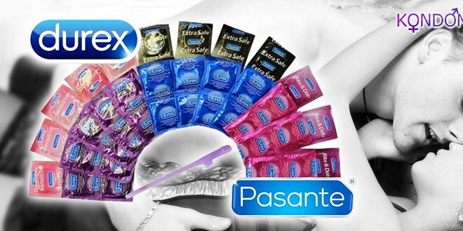 Balíčky kondomů - Durex a Pasante