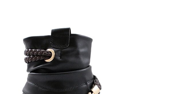 Dámské černé kotníkové boty se zlatými komponenty Ctogo Gogo
