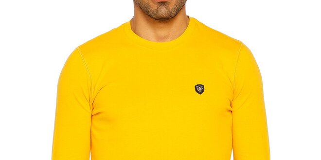 Pánské žluté triko s dlouhým rukávem Galvanni