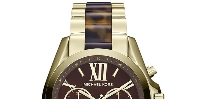 Dámské pozlacené hodinky s hnědými prvky Michael Kors