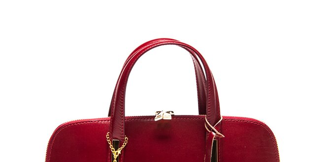 Dámská červená kožená kufříková kabelka Carla Ferreri