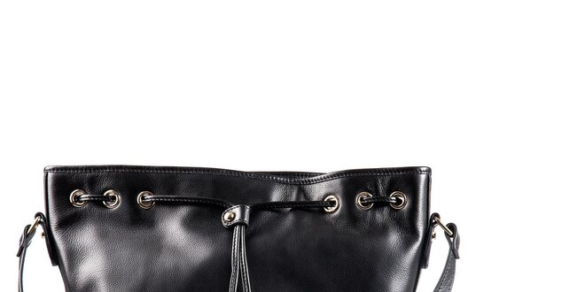 Dámská černá kožená kabelka s tkaničkou Belle & Bloom