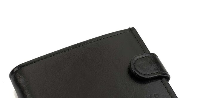 Pánská černá kožená peněženka s přezkou Solier