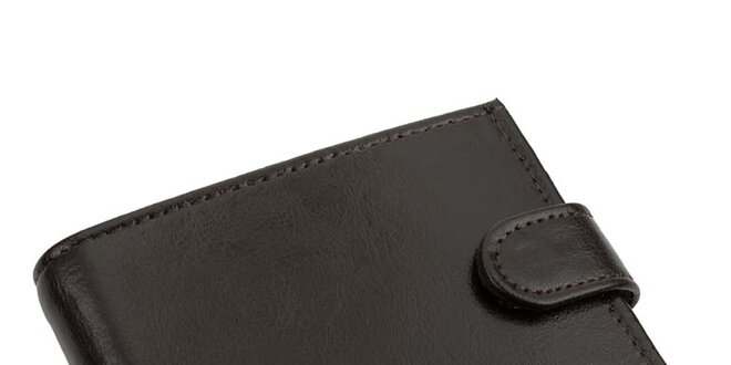 Pánská tmavě hnědá kožená peněženka s přezkou Solier