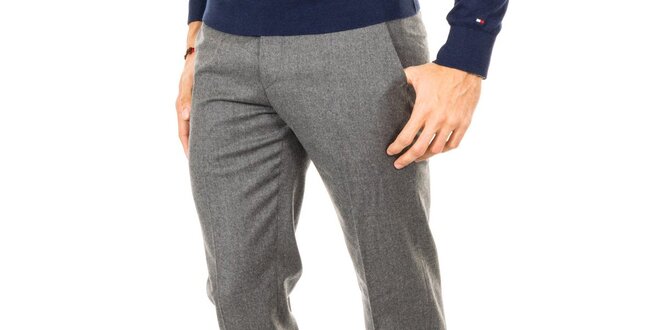 Pánské šedé lněné kalhoty Tommy Hilfiger