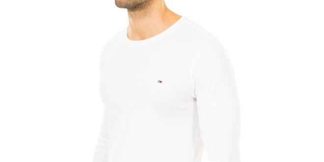 Pánské bílé tričko s dlouhým rukávem Tommy Hilfiger