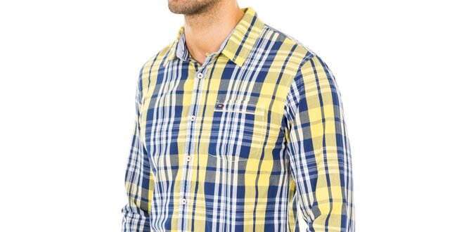 Pánská šedo-modro-bílo-žlutá košile Tommy Hilfiger