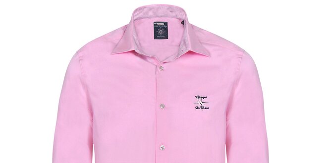 Pánská světle růžová košile s výšivkami Giorgio di Mare