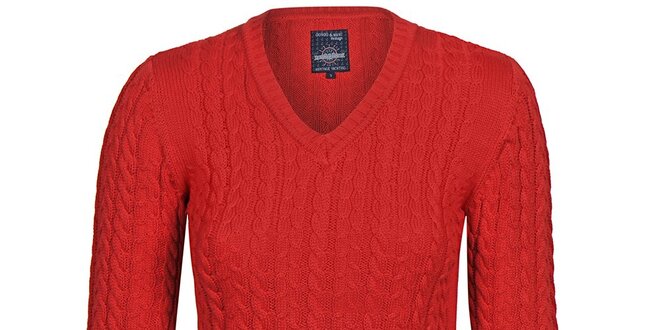 Dámský červený svetr s copánky Giorgio di Mare