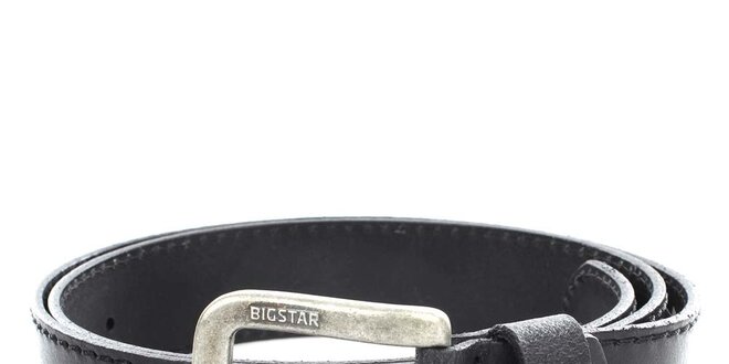 Pánský černý kožený pásek Big Star