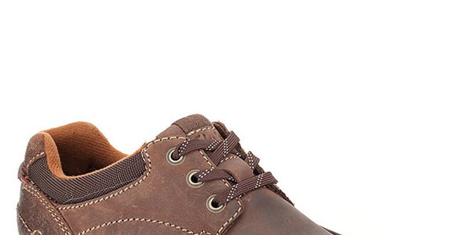 Pánské prošívané hnědé kožené boty Clarks