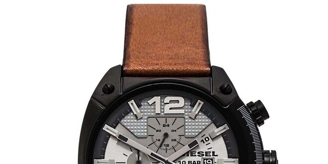Pánské hodinky s hnědým páskem Diesel