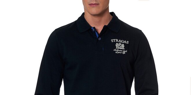 Pánské černé polo tričko se vzorovanými manžetami Paul Stragas