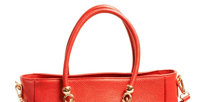 Dámská červená prostorná kabelka z kůže Joana and Paola