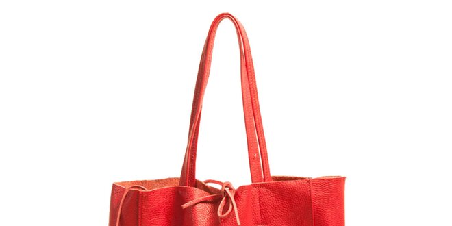 Dámská červená kožená kabelka s kapsičkou Joana and Paola