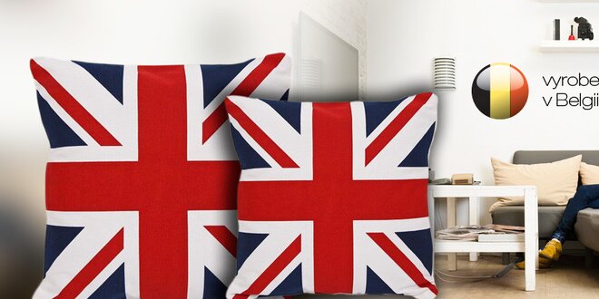 2 polštářky s designem britské vlajky