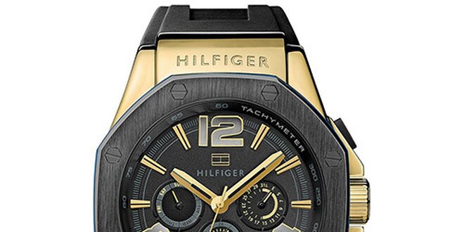 Pánské černé hodinky se silikonovým řemínkem Tommy Hilfiger