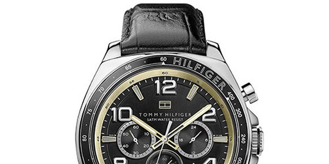 Pánské ocelové hodinky s kulatým ciferníkem a koženým páskem Tommy Hilfiger