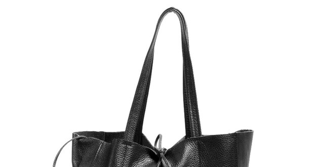 Dámská černá kožená kabelka s kapsičkou Joana and Paola