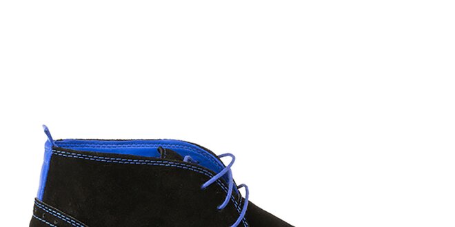 Pánské černé kotníkové boty s modrou podrážkou Crash Shoes