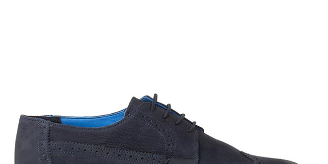 Pánské modré kožené oxfordky s výraznou podrážkou Crash Shoes