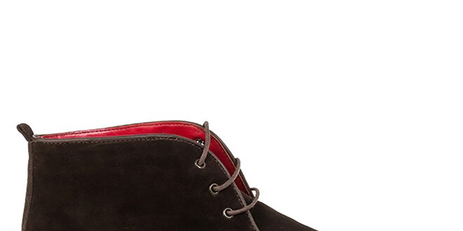 Pánské hnědé prošívané kotníkové boty z kůže Crash Shoes
