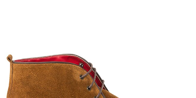 Pánské světle hnědé prošívané kotníkové boty z kůže Crash Shoes