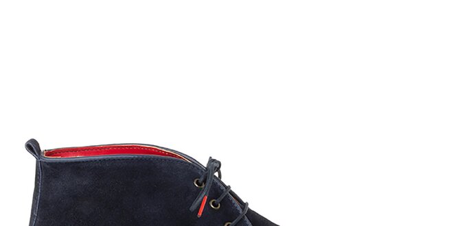 Pánské modré prošívané kotníkové boty z kůže Crash Shoes