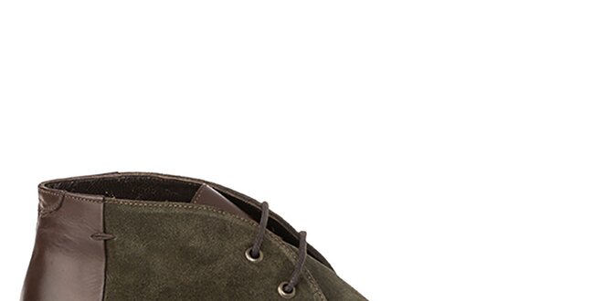 Pánské olivové boty s lesklou patou Crash Shoes