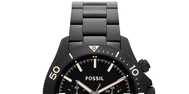 Pánské černé hodinky z ušlechtilé oceli Fossil