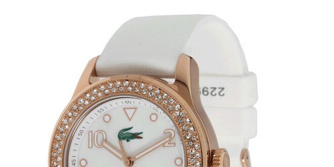 Dámské hodinky s bílým silikonovým páskem Lacoste
