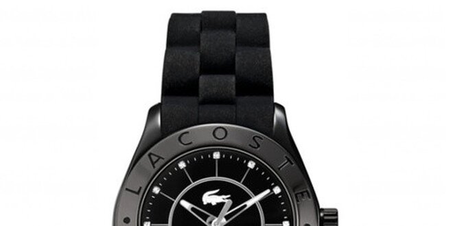 Dámské černé hodinky se silikonovým páskem Lacoste