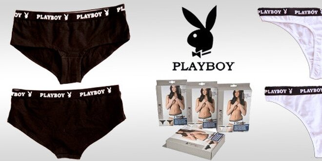 Značková dámská tanga Playboy - bílá a černá