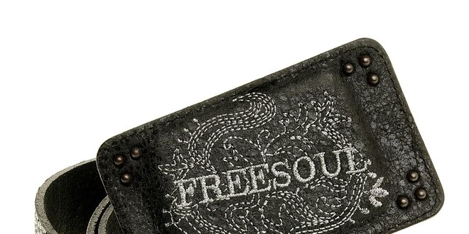 Pánský černý kožený pásek Freesoul