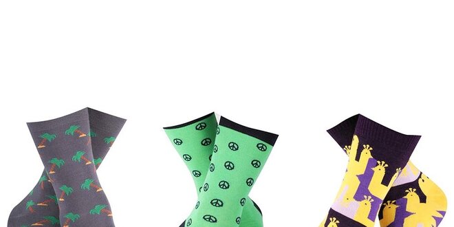 Set pánských ponožek s barevnými vzory Happy Socks - 3 páry