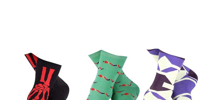 Set pánských ponožek s červenou kostrou, hady a geometrickým vzorem Happy Socks - 3 páry