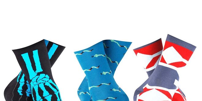 Set pánských ponožek s kostrou, hady a geometrickým vzorem Happy Socks - 3 páry