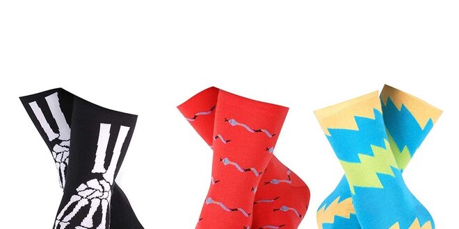 Set pánských barevných ponožek s kostrou, hady a cikcak vzorem Happy Socks - 3 páry