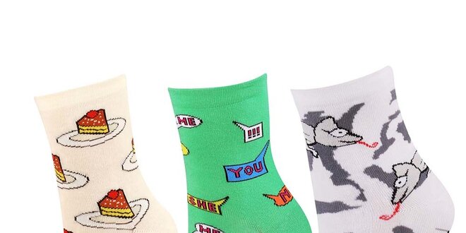 Dámský set ponožek s veselými barevnými motivy Happy Socks - 3 páry