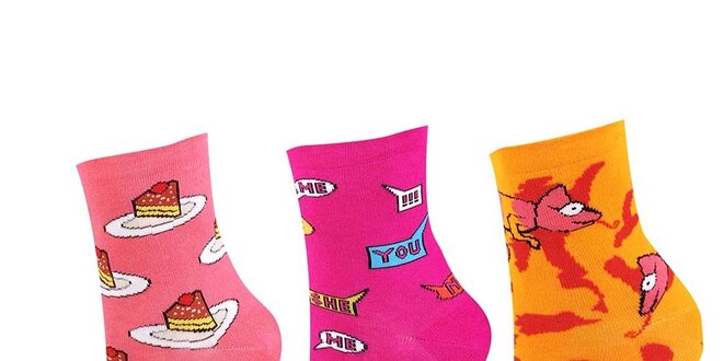 Dámský set ponožek s dortíky, nápisy a chameleony Happy Socks - 3 páry
