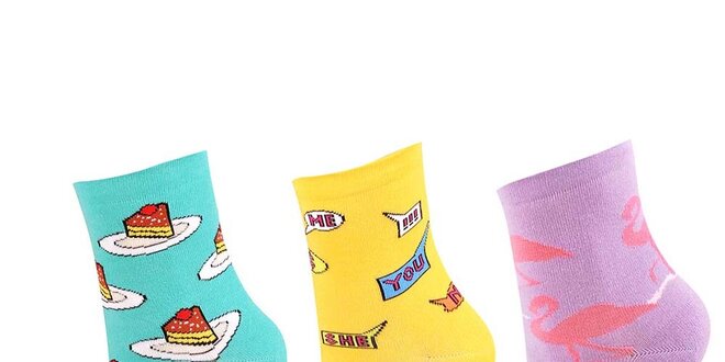 Dámský set ponožek s dortíky, nápisy a plameňáky Happy Socks - 3 páry