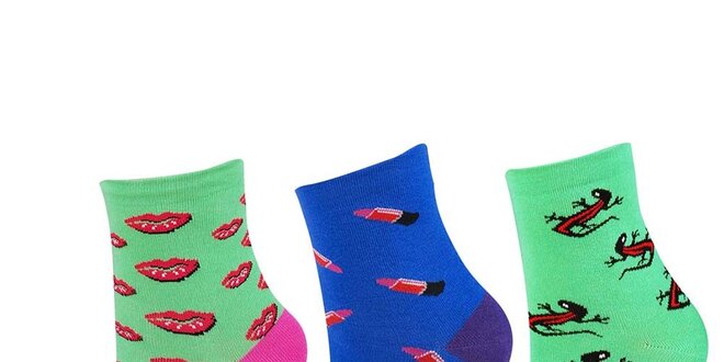 Dámský modro-zelený set ponožek Happy Socks - 3 páry