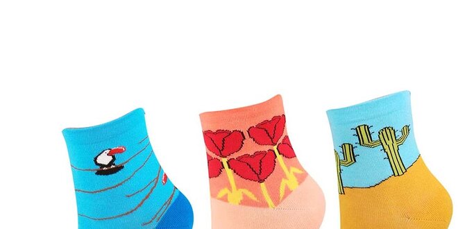 Dámský set barevných ponožek s obrázky Happy Socks - 3 páry