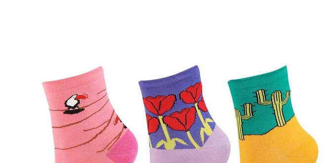 Dámský barevný set ponožek s obrázky Happy Socks - 3 páry