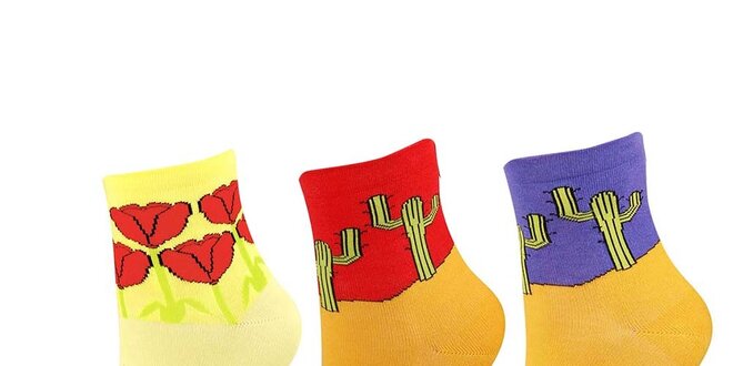 Dámský set ponožek s tulipány a kaktusy Happy Socks - 3 páry