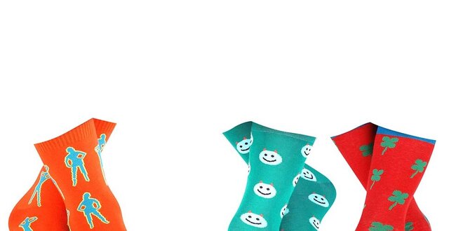 3 páry pánských ponožek Happy Socks - se slečnou, smajlíkem a čtyřlístkem
