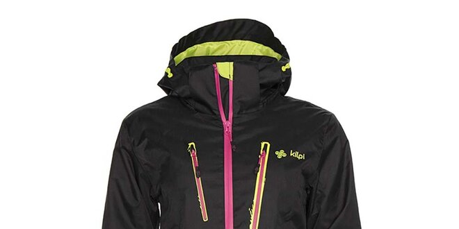 Dámská černá snowboardová bunda s růžovým zipem Kilpi