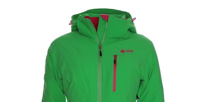 Dámská zelená lyžařská bunda s růžovými detaily Kilpi